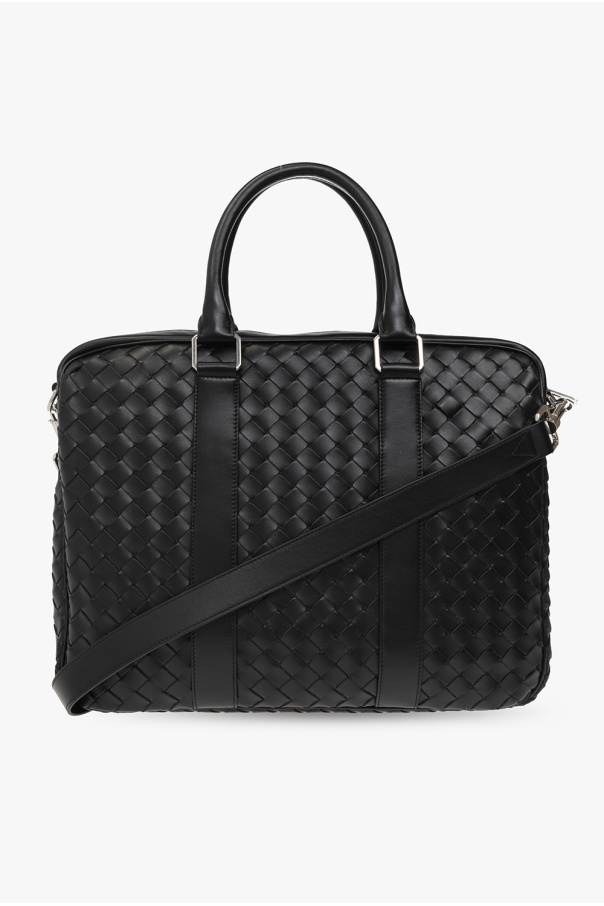 Black Classic Intrecciato Large briefcase wide bottega Veneta SchaferandweinerShops Philippines mens wide bottega veneta shoulder bags